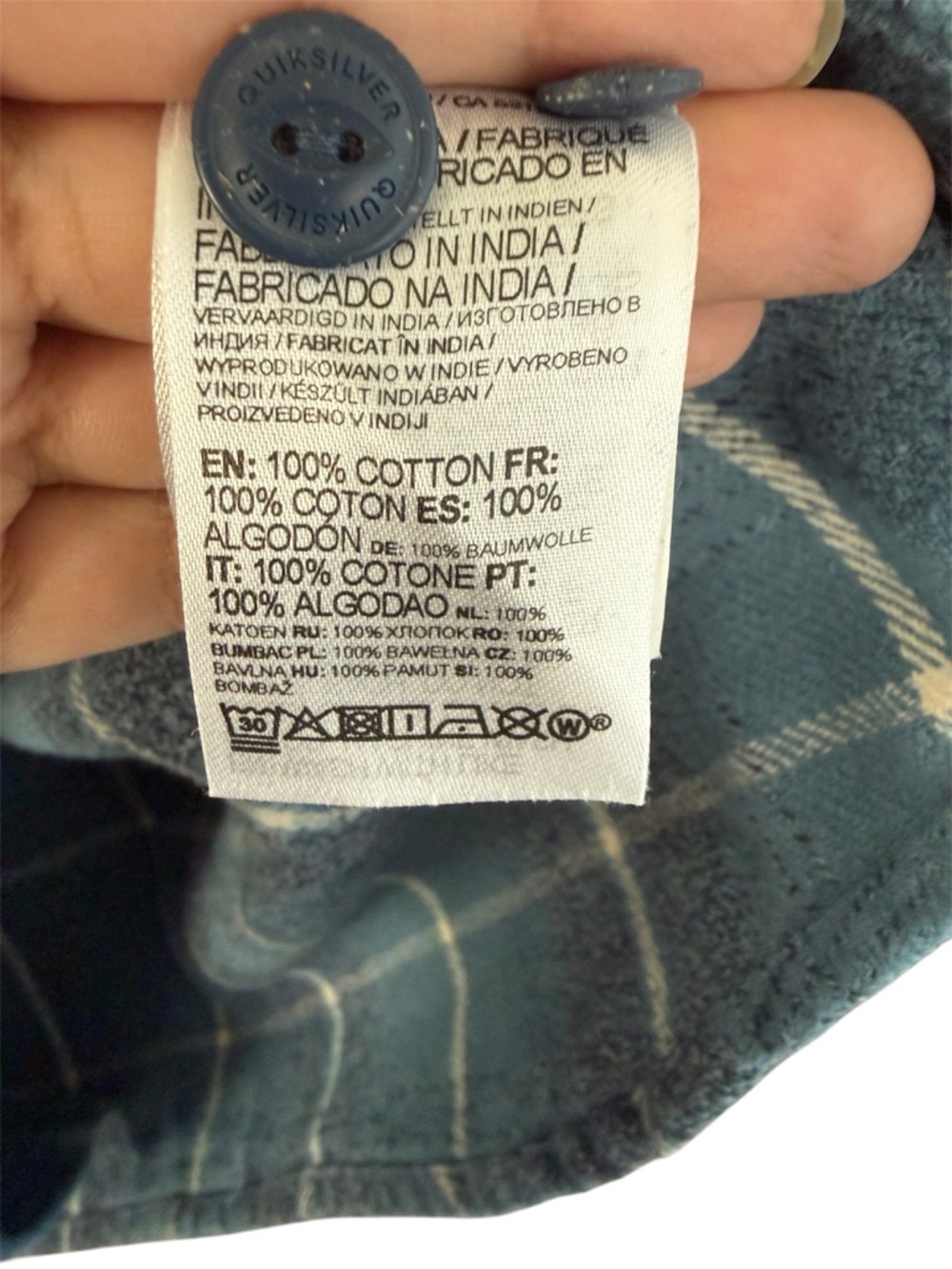 Quiksilver Blue Plaid Flannel Shirt Jacket Cotton Size Large - Picture 4 of 6